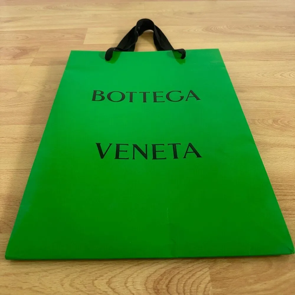 Bottega Veneta Paper Shopping Bag - green medium, 16.5